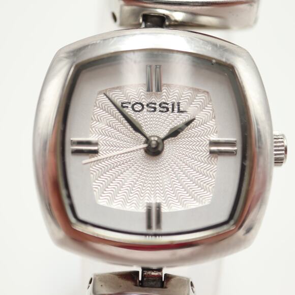 Fossil Womens Silver Tone Square Link Deco 22mm Watch 5.75" Bracelet ES-1869 - Picture 6 of 15